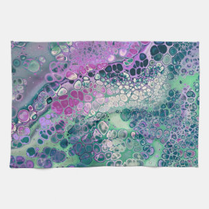 Mermaid Acrylic Pour, Cool Colorful Abstract Kitchen Towel