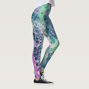 Mermaid Acrylic Pour, Cool Colorful Abstract Leggings