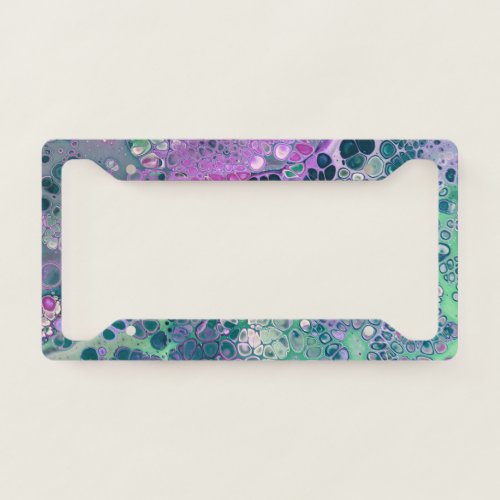 Mermaid Acrylic Pour Cool Colorful Abstract License Plate Frame