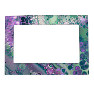 Mermaid Acrylic Pour, Cool Colorful Abstract Magnetic Frame