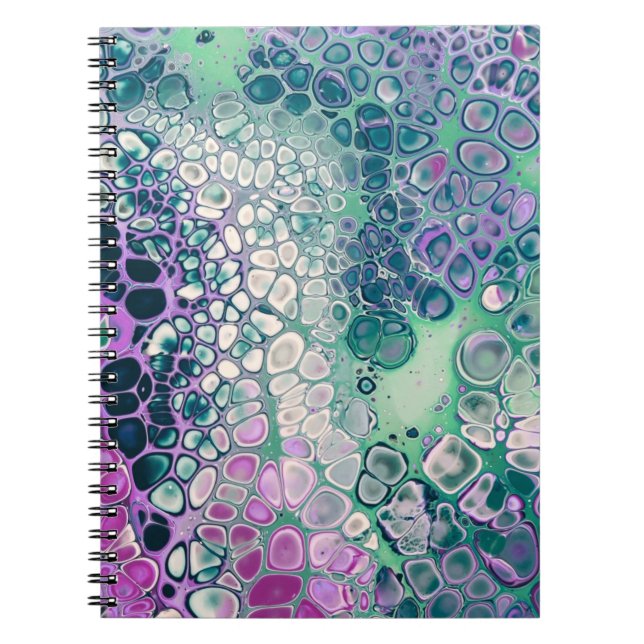 Mermaid Acrylic Pour, Cool Colorful Abstract Notebook (Front)