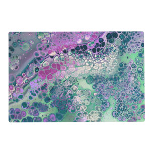 Mermaid Acrylic Pour, Cool Colorful Abstract Placemat