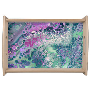 Mermaid Acrylic Pour, Cool Colorful Abstract Serving Tray