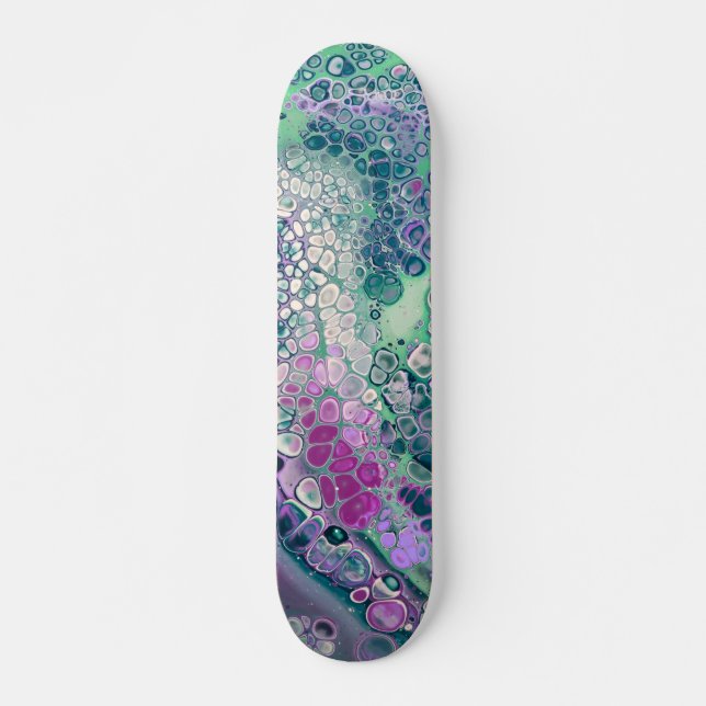 Mermaid Acrylic Pour, Cool Colorful Abstract Skateboard (Front)