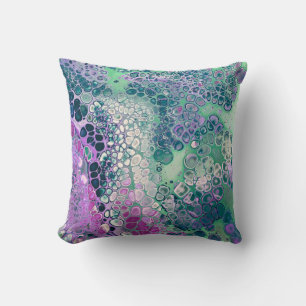 Mermaid Acrylic Pour, Cool Colorful Abstract Throw Pillow