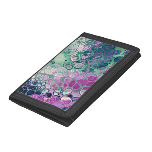 Mermaid Acrylic Pour, Cool Colorful Abstract Trifold Wallet