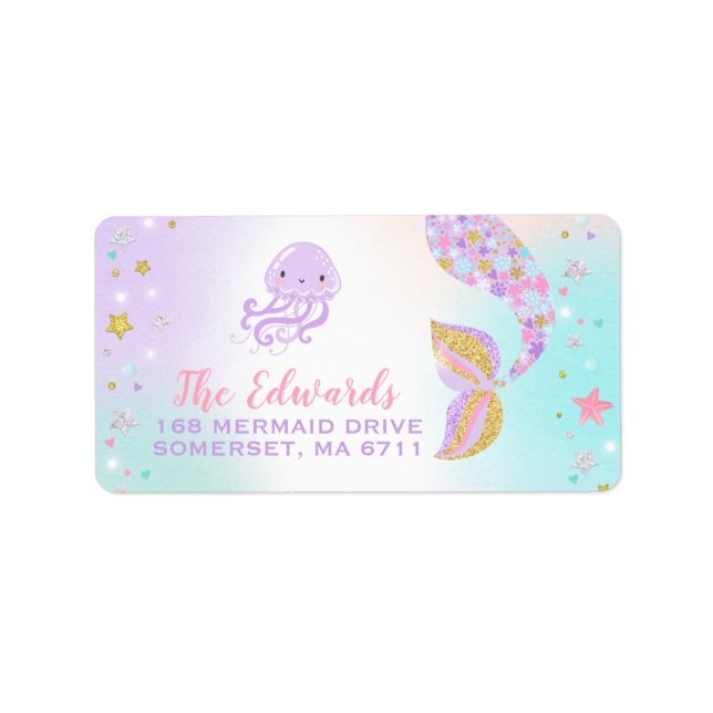 Mermaid Address Labels Magical Mermaid Party (Front)