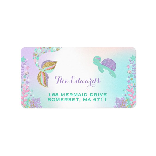 Mermaid Address Labels Magical Mermaid Party (Front)