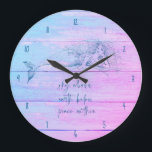Mermaid Affirmation Ombre  Large Clock<br><div class="desc">Mermaid affirmation colorful ombre design wall clock that reads - Sky above,  earth below,  peace within.</div>