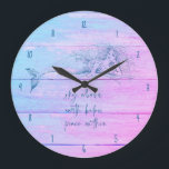 Mermaid Affirmation Ombre  Large Clock<br><div class="desc">Mermaid affirmation colorful ombre design wall clock that reads - Sky above,  earth below,  peace within.</div>