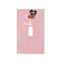 Mermaid African American Baby Pink Nursery Light Switch Cover