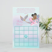 Mermaid African American baby shower games Bingo (Standing Front)