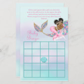 Mermaid African American baby shower games Bingo (Front/Back)
