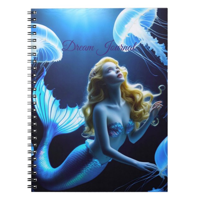Mermaid Amazed by jellyfish Dream Journal (Front)