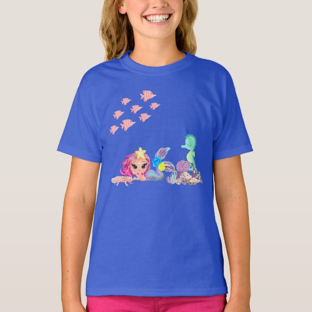 Mermaid and Axolotl T-Shirt (Front)