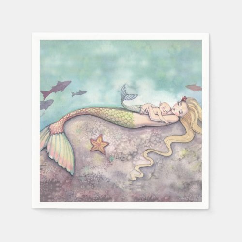 Mermaid and Baby Baby Shower Napkins