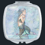 Mermaid and Baby Fantasy Art Makeup Mirror<br><div class="desc">"Still Waters" © Molly Harrison  www.mollyharrisonart.com</div>