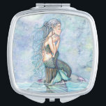 Mermaid and Baby Fantasy Art Makeup Mirror<br><div class="desc">"Still Waters" © Molly Harrison www.mollyharrisonart.com</div>