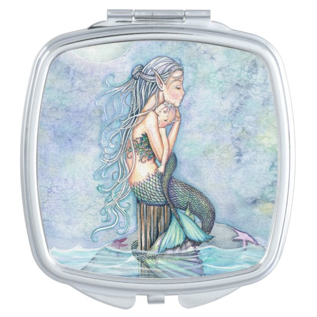 Mermaid and Baby Fantasy Art Makeup Mirror (Front)