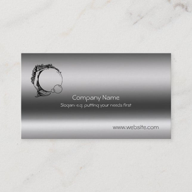 Mermaid and Bubble Spheres, metallic-effect Business Card (Front)
