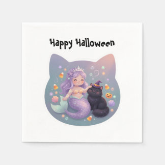 Mermaid and Cat Halloween Charm Napkins