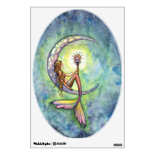Mermaid and Crescent Moon Fantasy Art Wall Decal