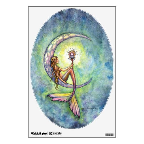 Mermaid and Crescent Moon Fantasy Art Wall Decal