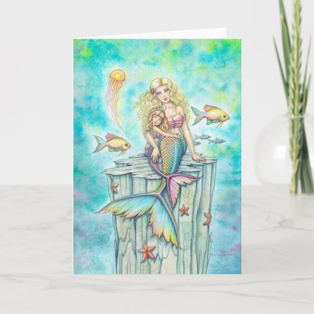 Mermaid and Daughter Fantasy Art by Molly Harrison Card (Front)