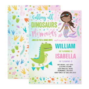 Mermaid And Dinosaur Birthday Invitation Magical