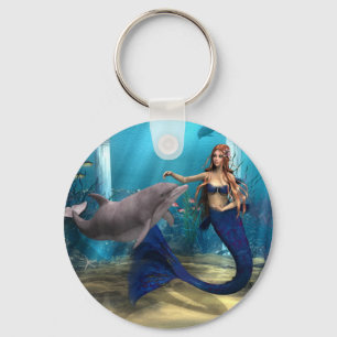 Mermaid and Dolphin Keychain