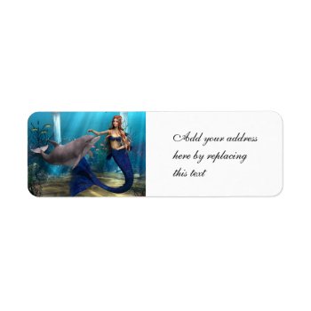 Mermaid And Dolphin Label by YourFantasyWorld at Zazzle