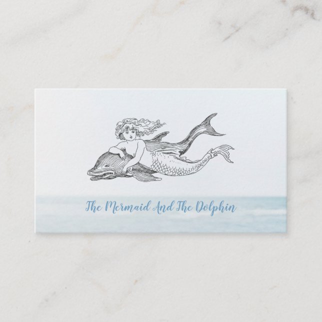 Mermaid and Dolphin Nautical Business Card (Front)
