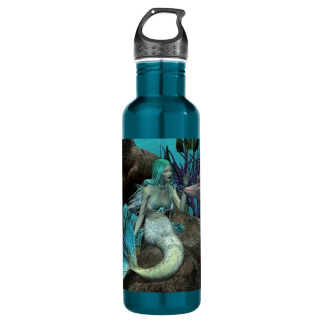 Mermaid and Dolphin Under the Sea Water Bottle (Front)