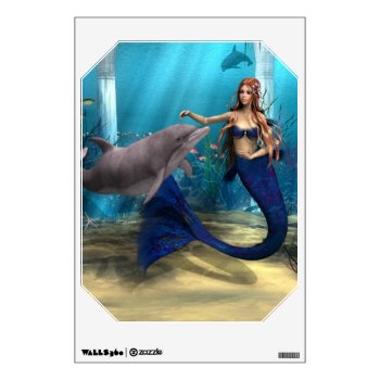 Mermaid And Dolphin Wall Decal by YourFantasyWorld at Zazzle