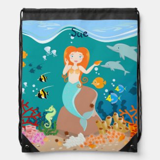 Mermaid and dolphins birthday party backpack
