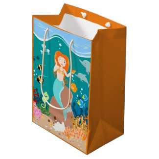 Mermaid and dolphins birthday party medium gift bag