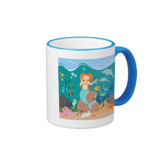 Mermaid and dolphins birthday party classic white coffee mug