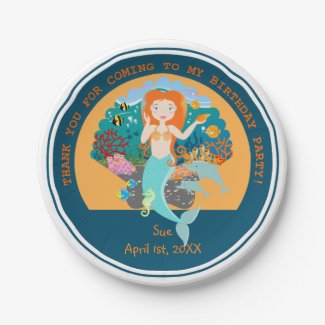 Mermaid and dolphins birthday party 7 inch paper plate