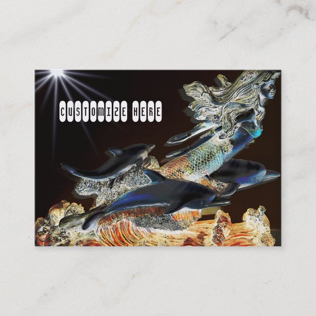 Mermaid and dolphins Business Card (Front)