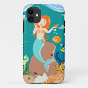 Mermaid  and dolphins under the sea birthday party iPhone 11 case
