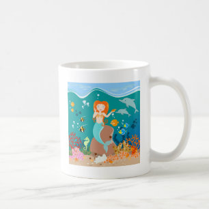 Mermaid  and dolphins under the sea birthday party coffee mug