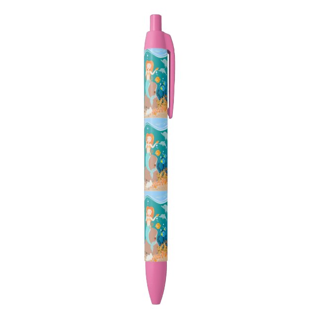 Mermaid  and dolphins under the sea birthday party pen (Bottom (Vertical))