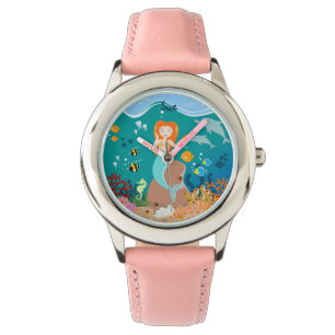 Mermaid and dolphins under the sea birthday party watch