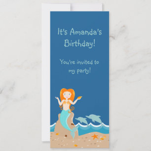 Mermaid and dolphins under the sea invitation