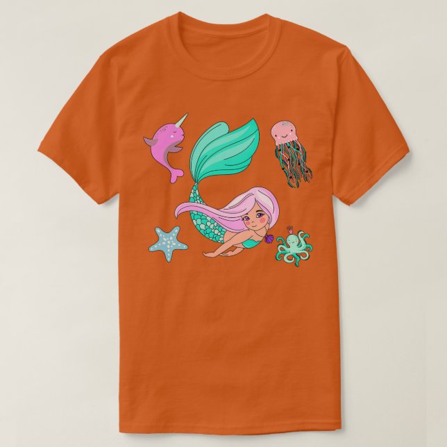 Mermaid and fish design T-Shirt (Design Front)
