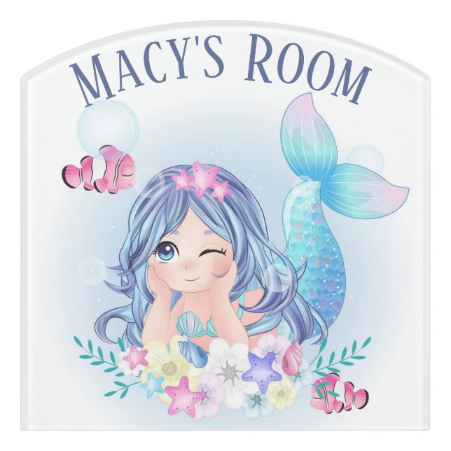 Mermaid and Fish Door Sign (Contour Front)