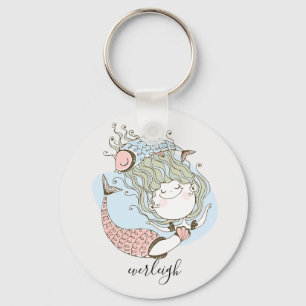 Mermaid And Fish Kid's Keychain
