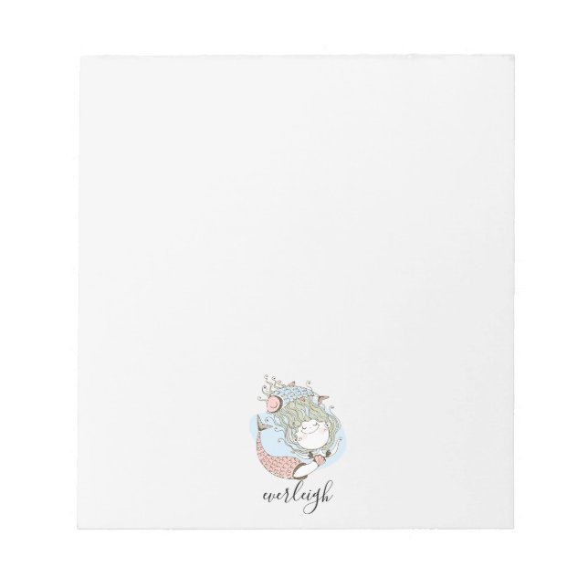 Mermaid And Fish Kid's Personalized Notepad (Front)