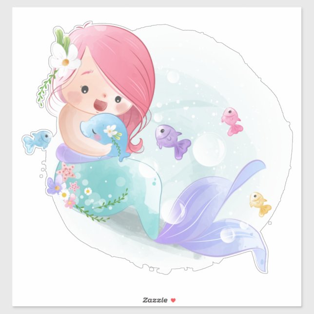 Mermaid and Fish Sticker (Sheet)