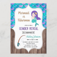 Mermaid and fisherman gender reveal Invitation